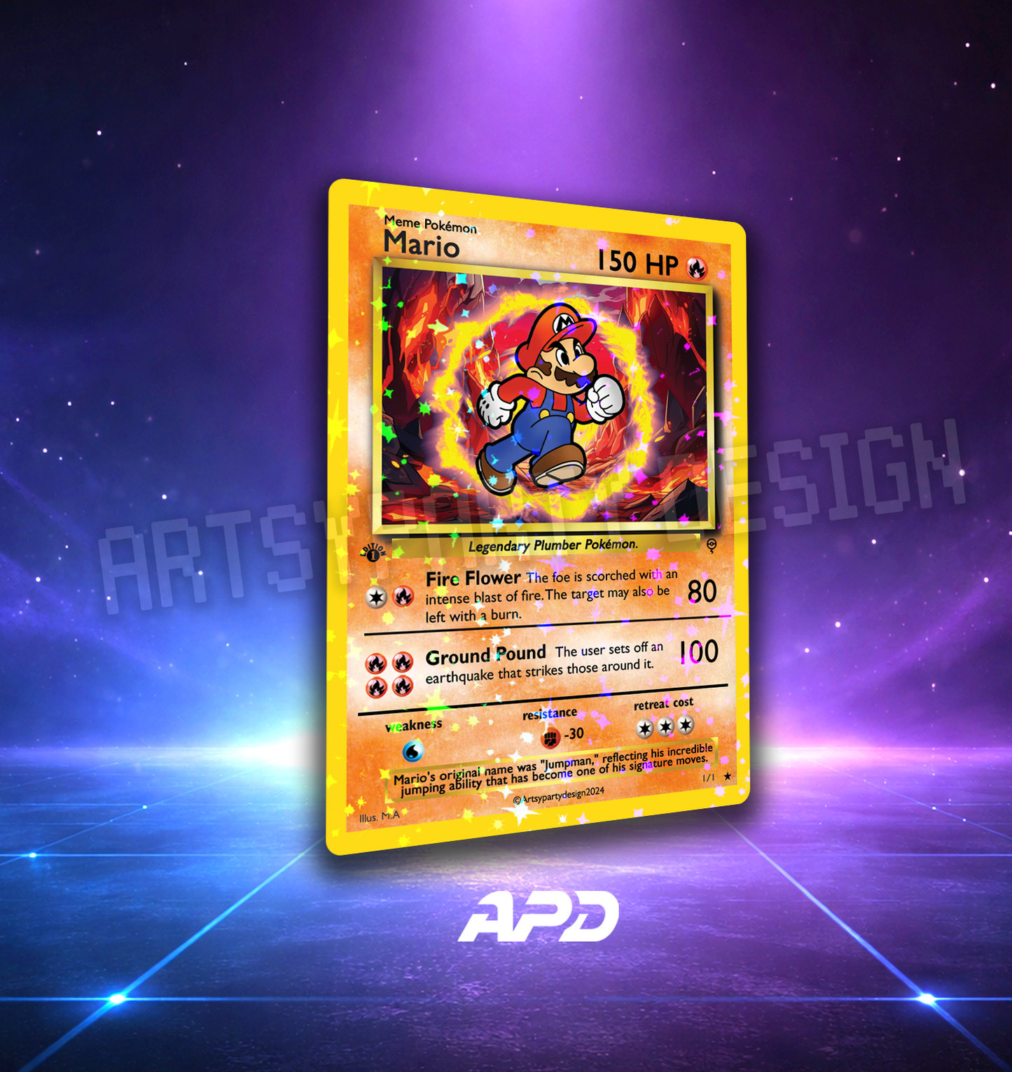 Peach and Bowser Pokemon Card, Custom Pokemon card, Meme Pokemon Card