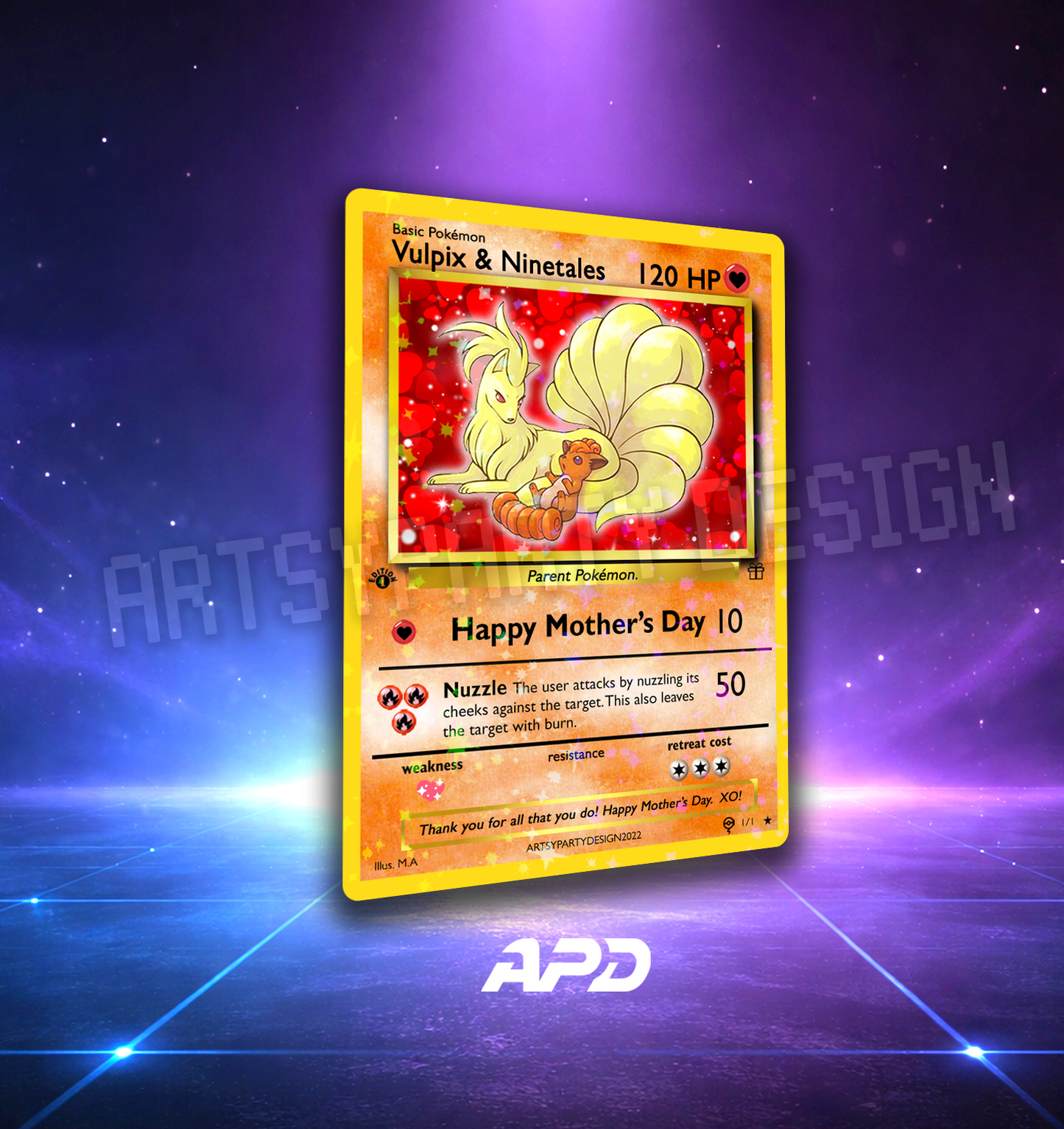 Mother's Day Pokemon Card, Rare Custom Card, Mom Pokemon Card