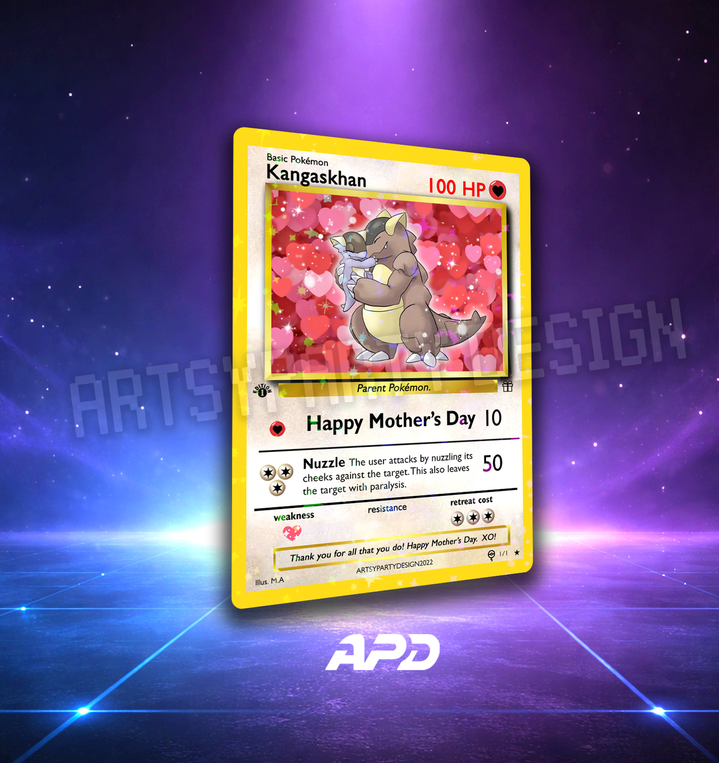 Mother's Day Pokemon Card, Rare Custom Card, Mom Pokemon Card