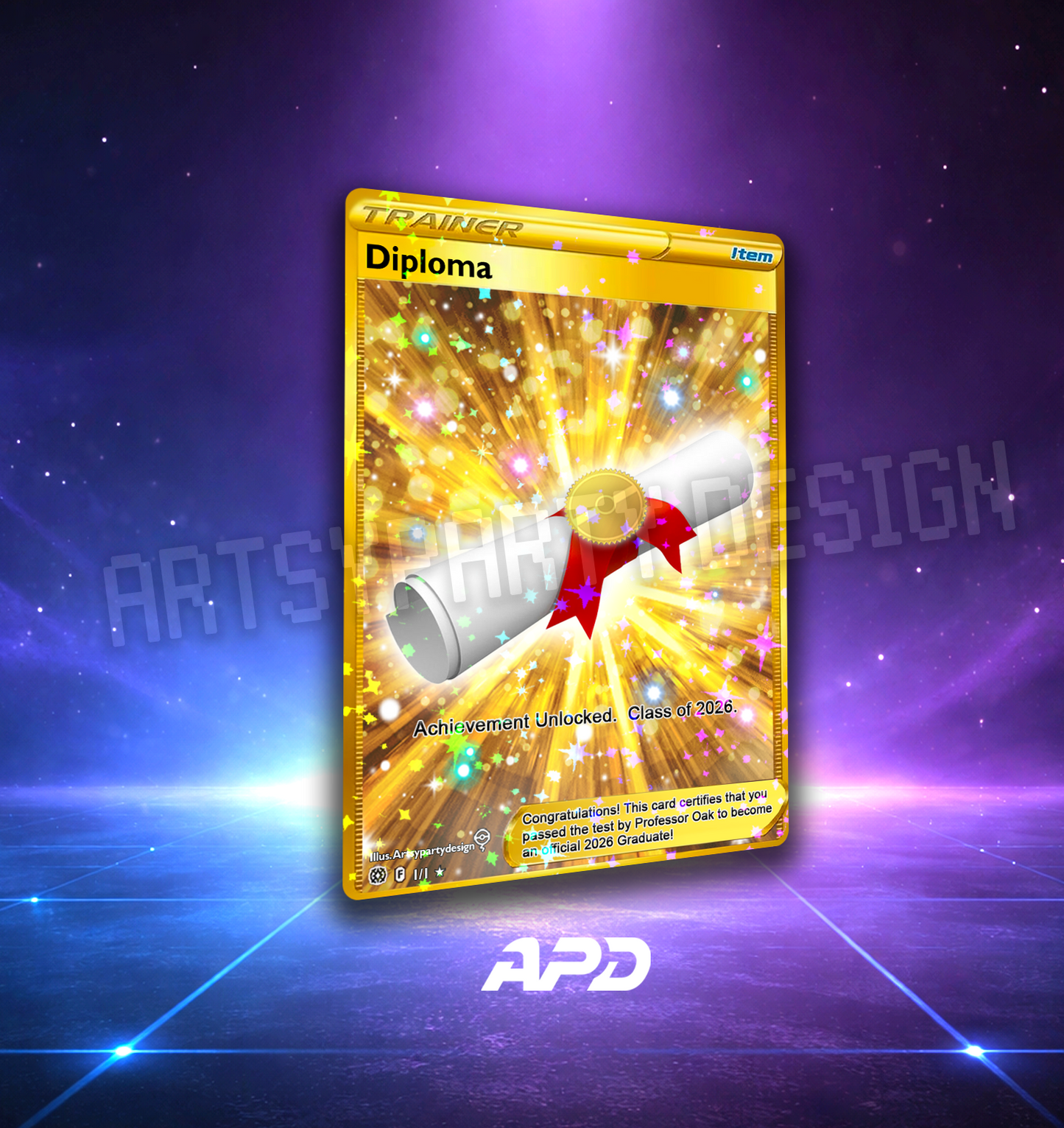 Custom Pokemon Diploma Card - Graduation Card