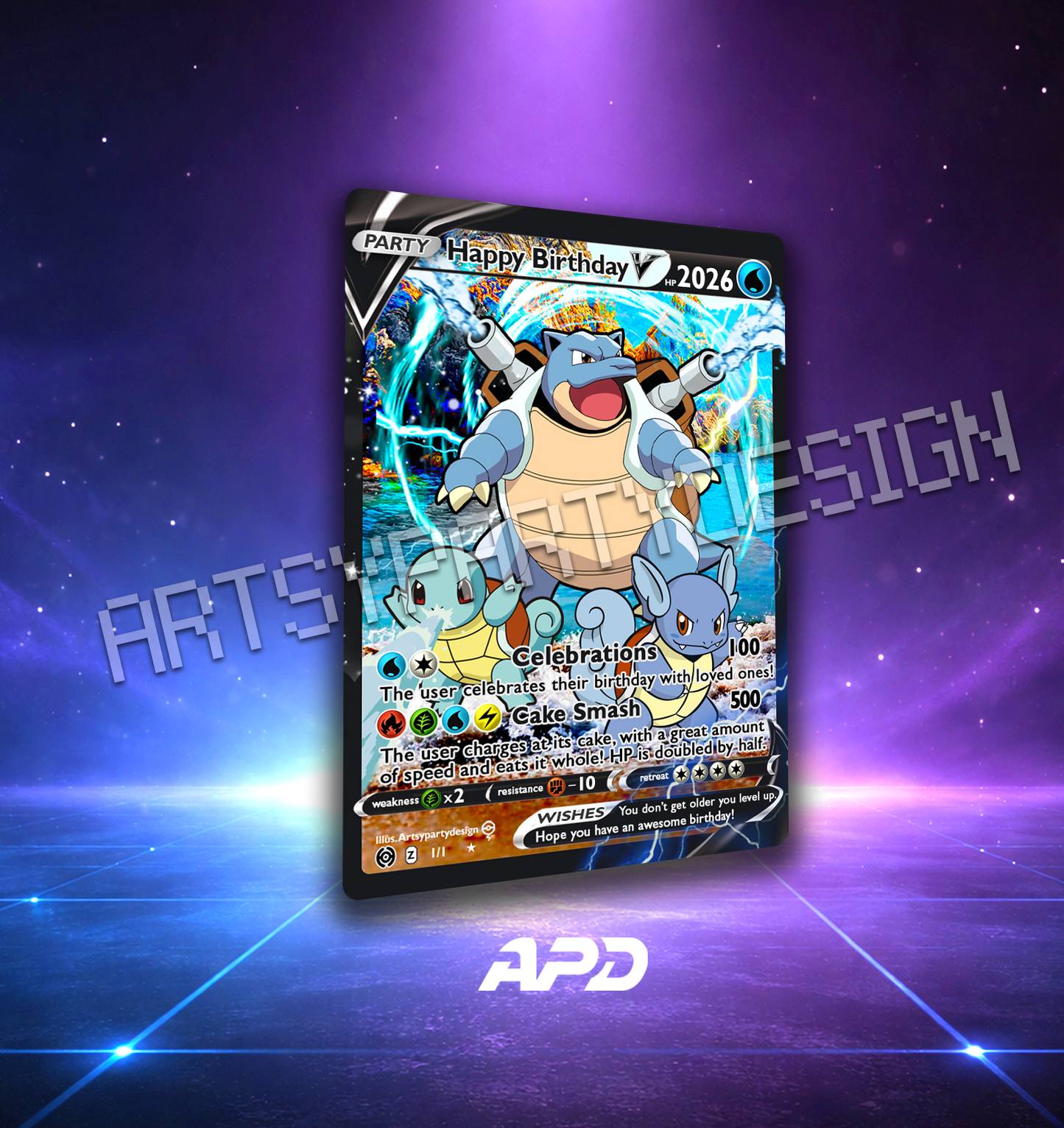 Birthday Pokecards, Pikachu Birthday, Charizard Birthday , Blastoise Custom Card, Gengar, Classroom