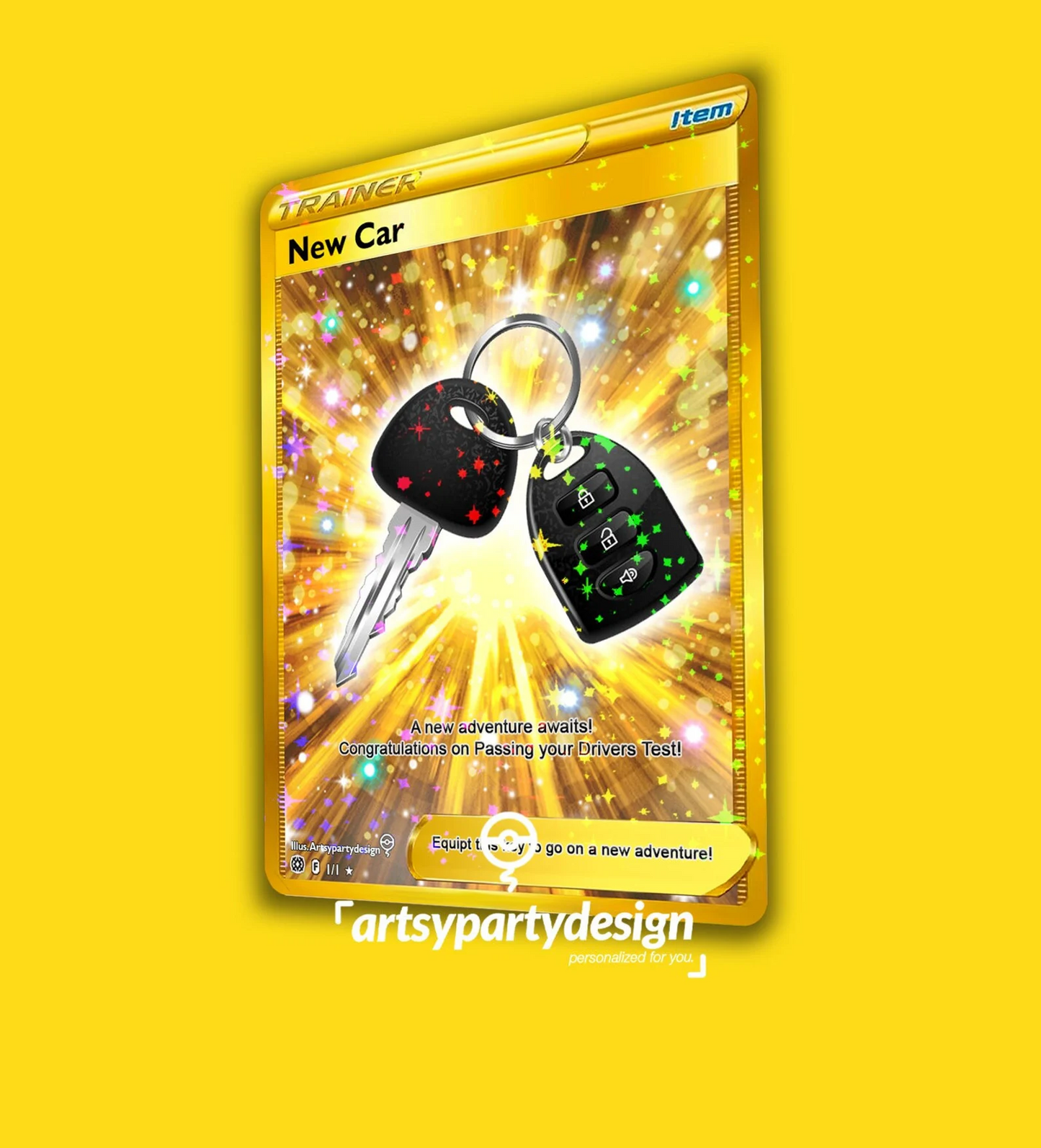 Car Key Pokemon Card, Congratulations On Passing Your Driving Test, New Car Gift,