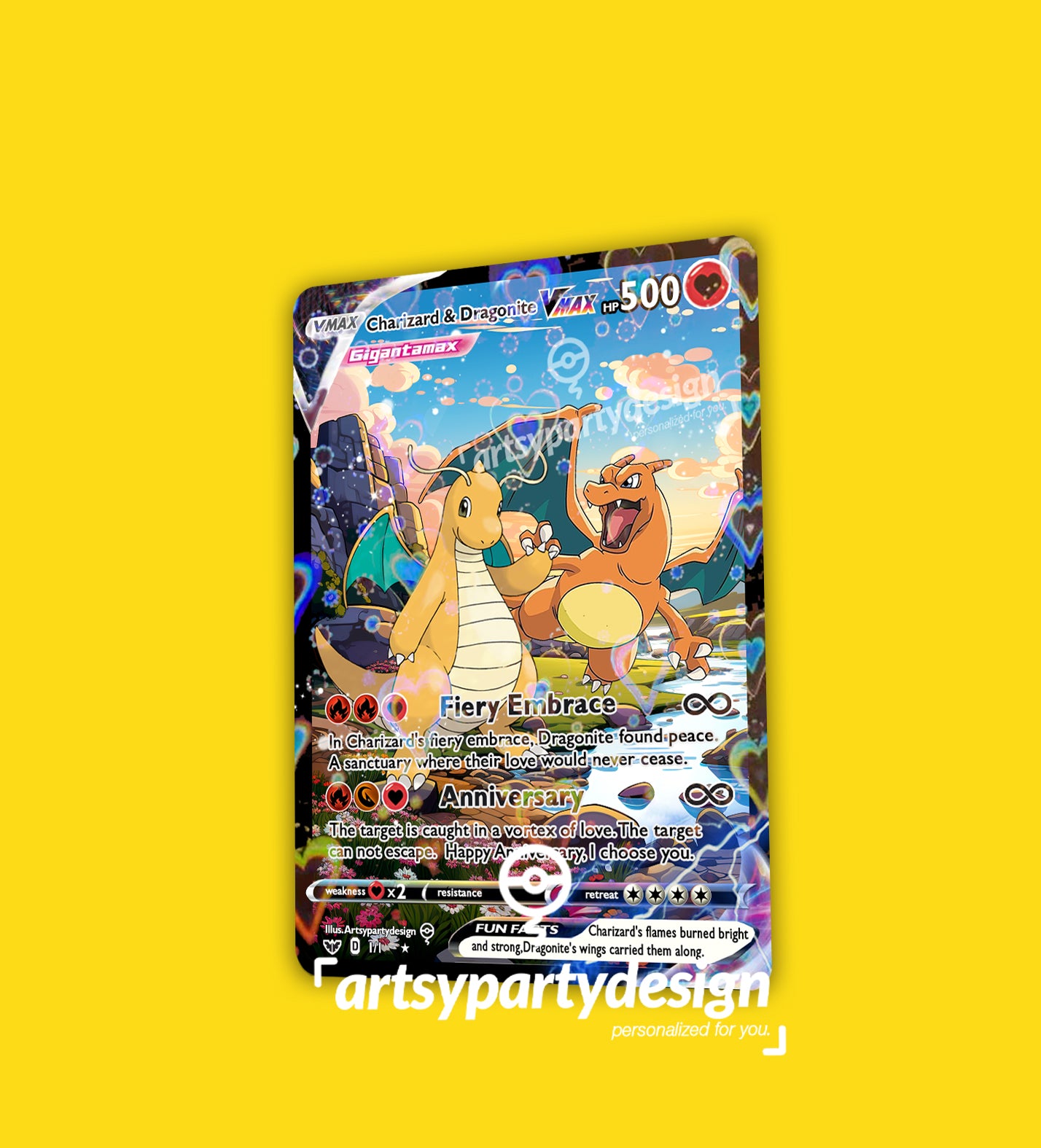 Charizard & Dragonite Anniversary Card Artsypartydesign Charizard & Dragonite Anniversary Card Artsypartydesign