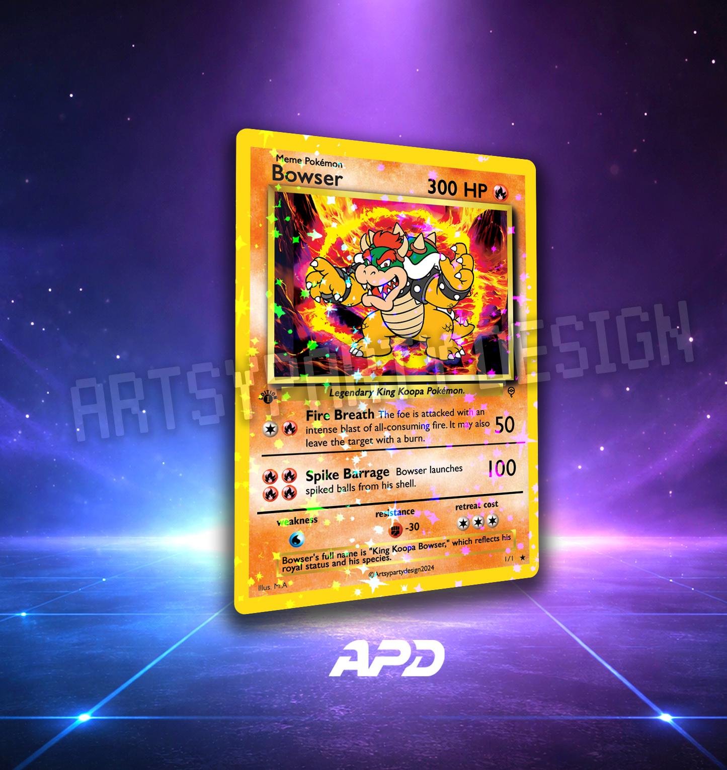Bowser Pokemon Card, Custom Pokemon card, Meme Pokemon Card