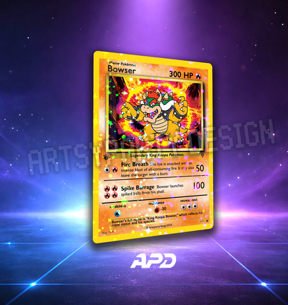 Bowser Pokemon Card, Custom Pokemon card, Meme Pokemon Card