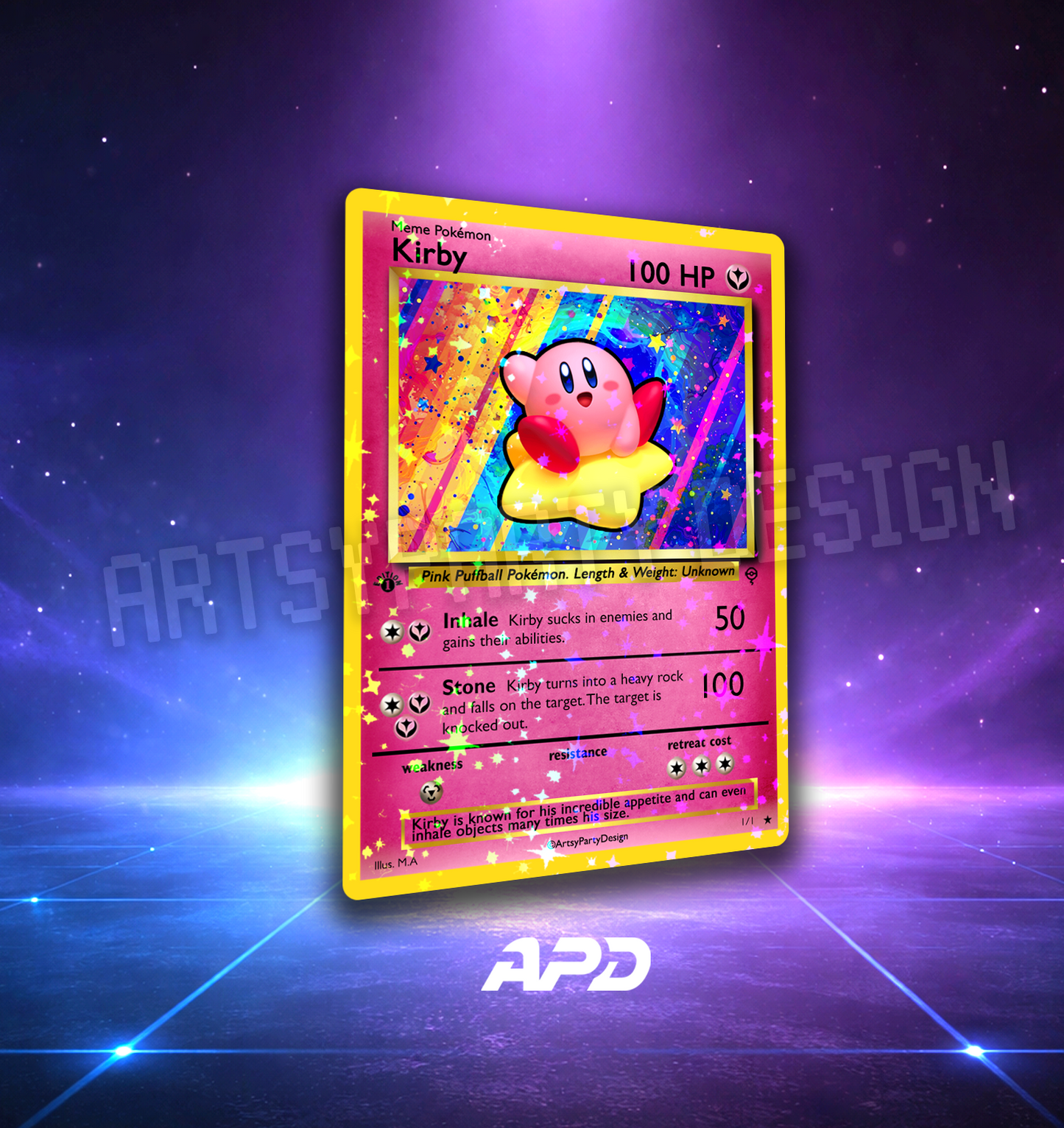 Kirby Pokemon Card, Custom Pokemon card, Meme Pokemon Card