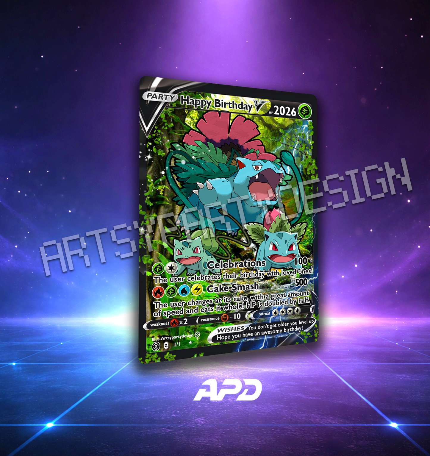 Birthday Pokecards, Pikachu Birthday, Charizard Birthday , Blastoise Custom Card, Gengar