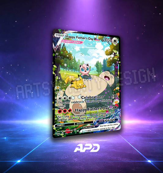 Father's Day Pokemon Card, Rare Custom Card, Fathers Day Trading Card, Snorlax Father's Day Card