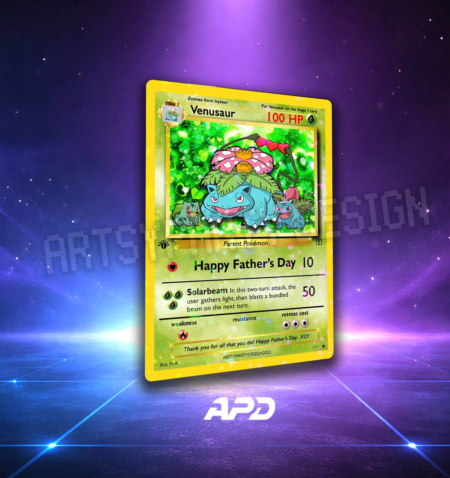 Father's Day Pokemon Card, Charizard Fathers Day Card, Blastoise Fathers Day Card, Venusaur Father's Day Card