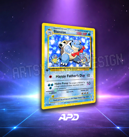 Father's Day Pokemon Card, Blastoise Custom Card