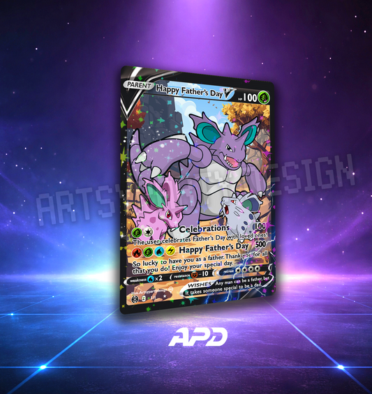 Father's Day Pokemon Card, Rare Custom Card, Fathers Day Trading Card, Nidoking Father's Day Card