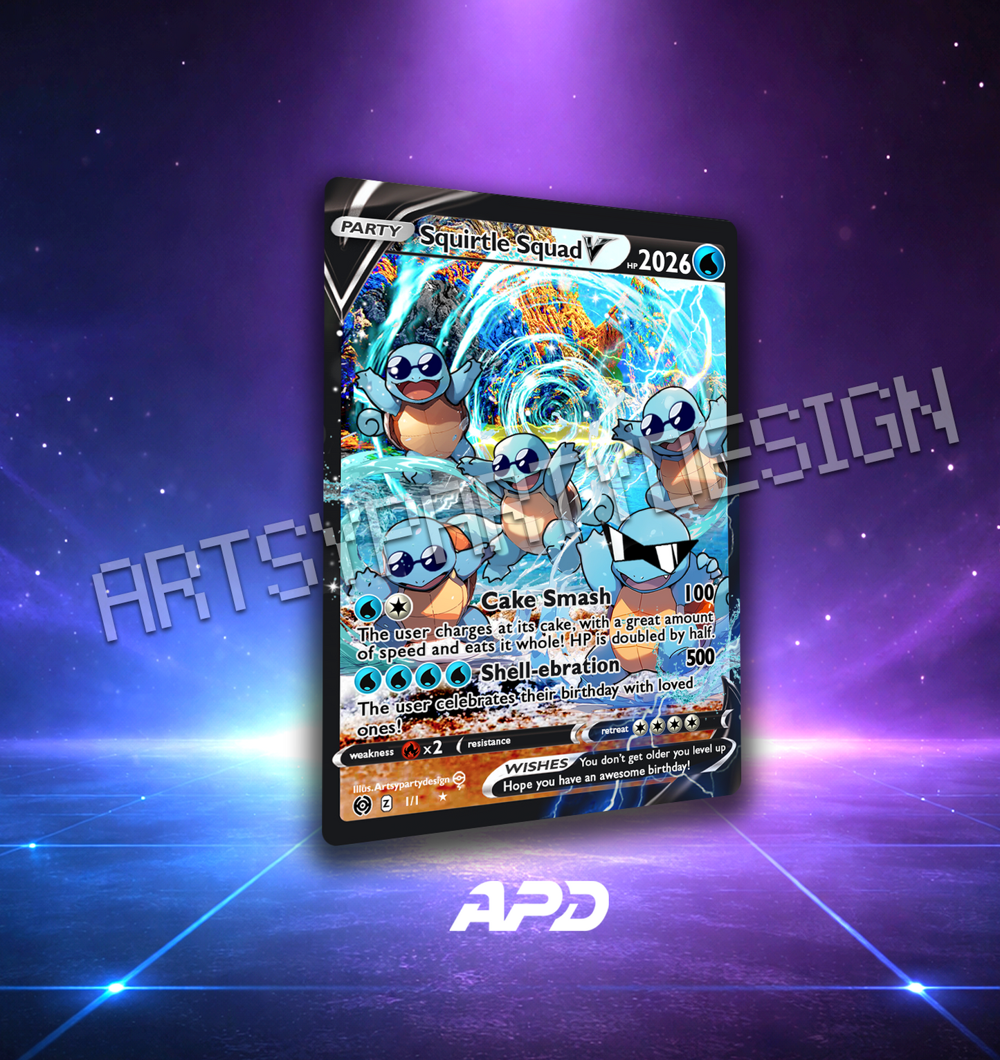 Birthday Pokecards, Pikachu Birthday, Charizard Birthday , Blastoise Custom Card, Gengar