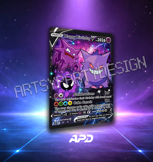Birthday Pokecards, Pikachu Birthday, Charizard Birthday , Blastoise Custom Card, Gengar