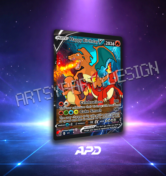 Birthday Pokecards, Pikachu Birthday, Charizard Birthday , Blastoise Custom Card, Gengar