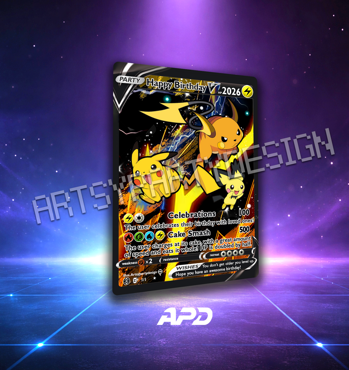 Birthday Pokecards, Pikachu Birthday, Charizard Birthday , Blastoise Custom Card, Gengar