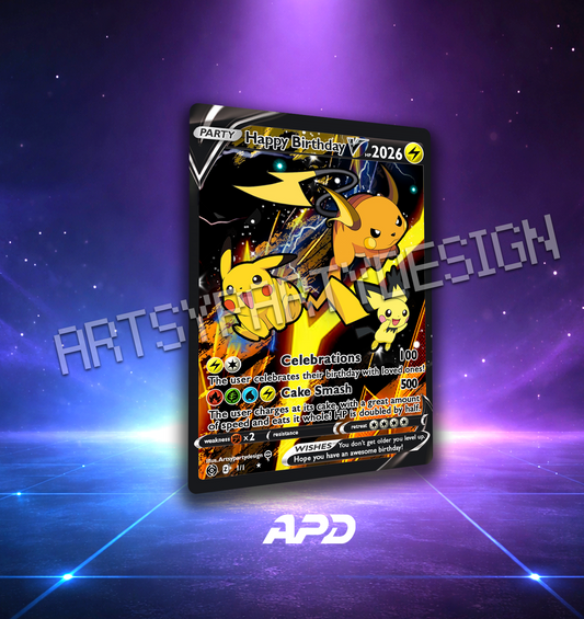 Birthday Pokecards, Pikachu Birthday, Charizard Birthday , Blastoise Custom Card, Gengar