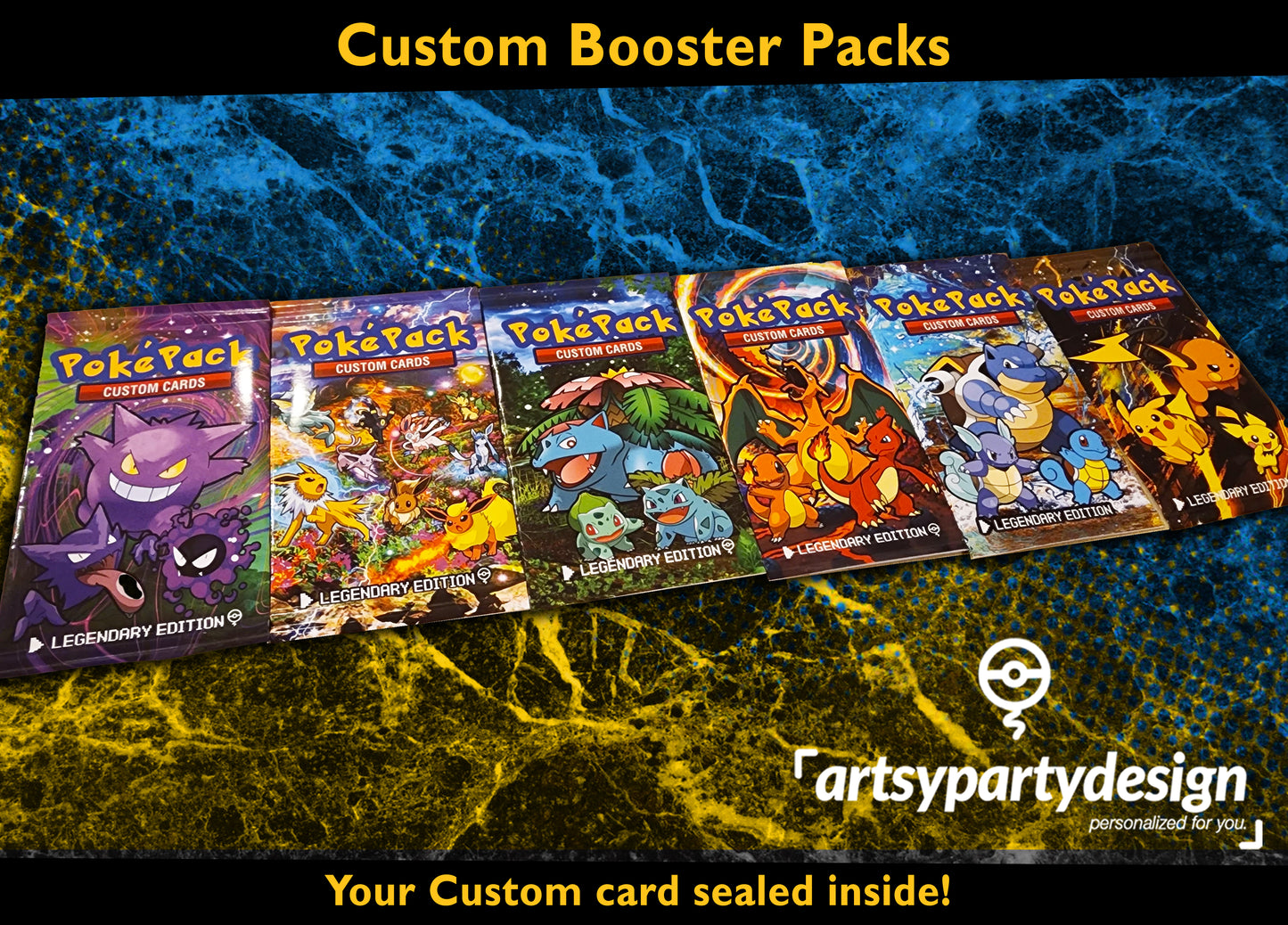 Custom Booster Pack Card, Add on item, Poke Booster Pack, Pack of cards, Sealed Booster Pack