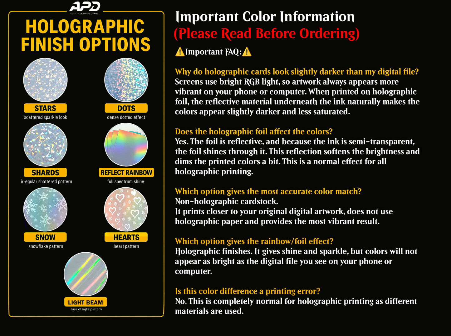 Custom Holographic Trading Card Print, TCG Printing, 2.5x3.5 Print, Pokemon Card Printing Service, Magic Gathering Printing Service